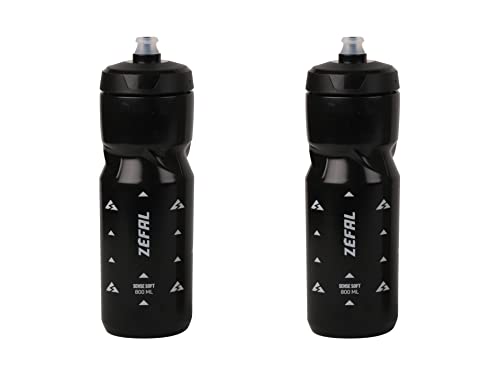 ZEFAL Pack Sense Soft 80 - Doppelpack Fahrrad- und Mountainbike-Trinkflaschen - Weiche, geruchlose Sportflasche - BPA-freie Wasserflasche - Silikonsauger - Schwarz, 800ML