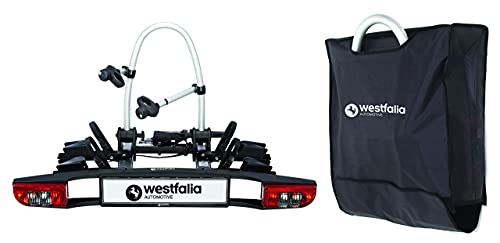Westfalia BC 60 Fahrradträger für die Anhängerkupplung - inkl Tasche | Zusammenklappbarer Kupplungsträger für 2 Fahrräder | E-Bike geeignet