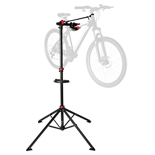 Ultrasport Fahrrad Montageständer, stabiler FahrradMontageständer, für Reparaturarbeiten allen Fahrradmodellen, lackschonende Quick-Lock-Klemmung, magnetische Werkzeugablage, max. 30 kg, Schwarz/Rot