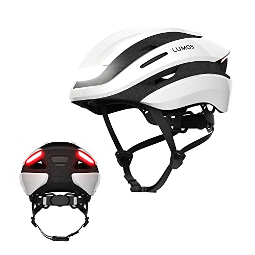 Lumos Ultra Smart-Helm | Fahrradhelm | Vorder- und Rücklicht (LED) | Blinker | Bremslichter | Bluetooth-Verbindung | Erwachsene: Herren, Damen (Jet White, Größe: M-L)