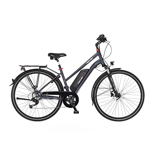 FISCHER Damen - Trekking E-Bike VIATOR 2.0, Elektrofahrrad, Dunkel anthrazit matt, 28 Zoll, RH 44 cm, Hinterradmotor 45 Nm, 48 V/422 Wh Akku