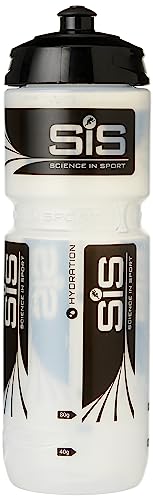 Science in Sport SIS Clear Sports Trinkflasche (800 ml), Kunststoff-Fahrradtrinkflasche, schwarzes Logo, Farbe transparent