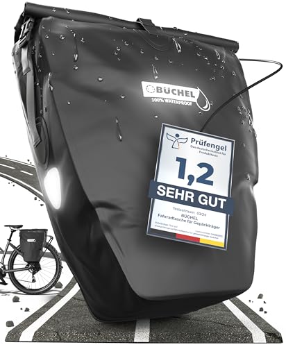 Büchel Fahrradtasche für Gepäckträger I 25.4 L - 100% Wasserdicht I mit Tragegriff und Schultergurt I fahrradtasche...