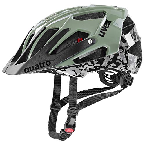 uvex quatro - sicherer MTB-Helm für Damen und Herren - individuelle Größenanpassung - verstellbarer Schirm - pixelcamo - olive - 56-60 cm