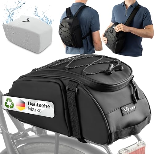 Valkental - 3in1 Fahrradtasche für Gepäckträger - 10L Volumen - Isolierende Gepäckträgertasche mit Rucksackfunktion - Wasserfest & Reflektierend