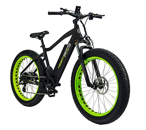 HIGHPHORIA E-Fatbike 26 Zoll Elektrofahrrad • E-Bike mit fetten Reifen • Fat Tire E-Mountainbike (Herren & Damen) • Hydraulische Federgabel • Pedelec (Schwarz/Grün)